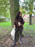 Chocolate Blanket Stitch Premium Knit Jemima